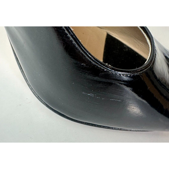 Manolo Blahnik Black Patent Leather Slingback Pump Peep Toe High Heels 38 US 8 - Picture 4 of 16